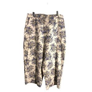 Russ by Liz Claiborne Blue Paisley Print Linen Blend Crop Pants sz 14 NWT